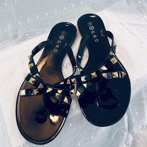 Studded Black Flip Flops